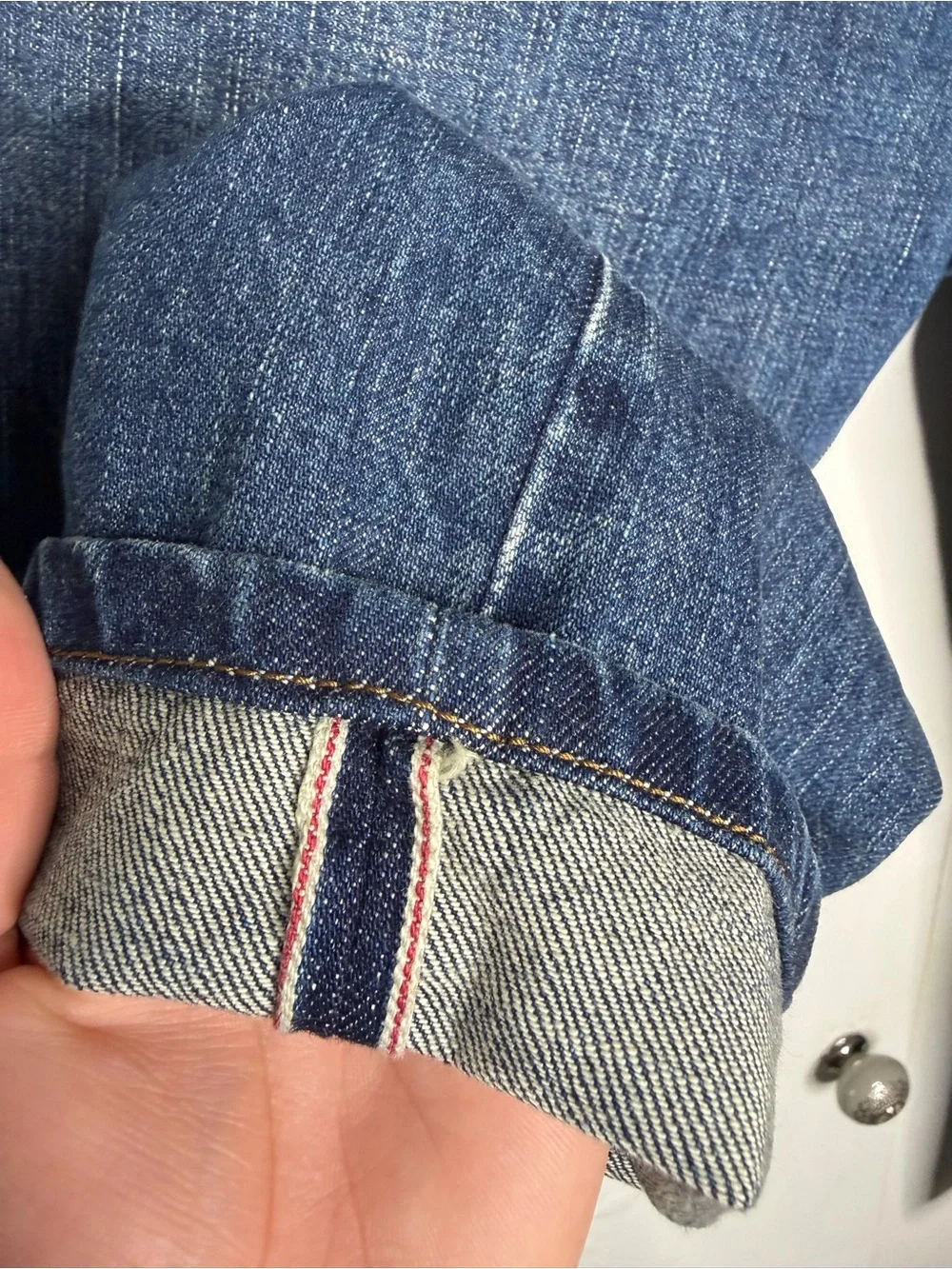 todd shelton men selvage straight jeans size 28x26 blue